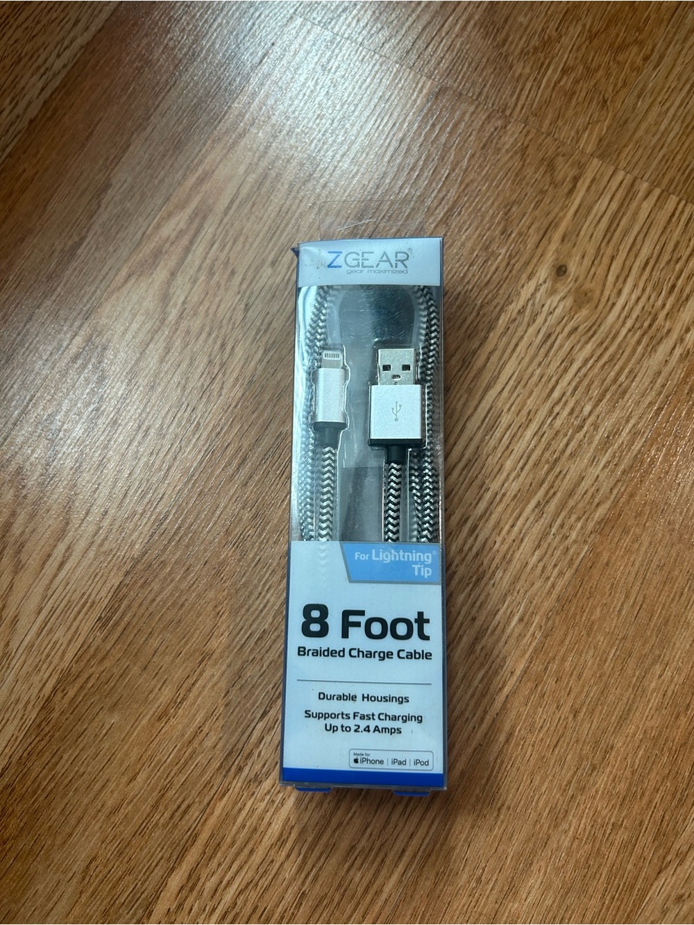 ZGear 8-Foot Silver Braided Lightning Charging Cable
